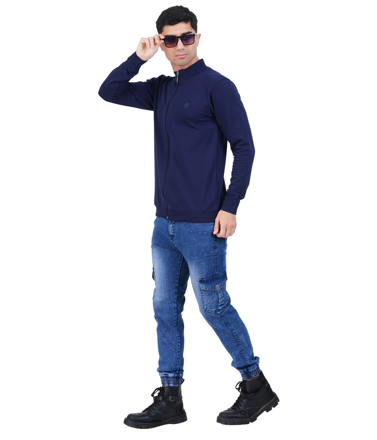 Blue High Neck Zipper