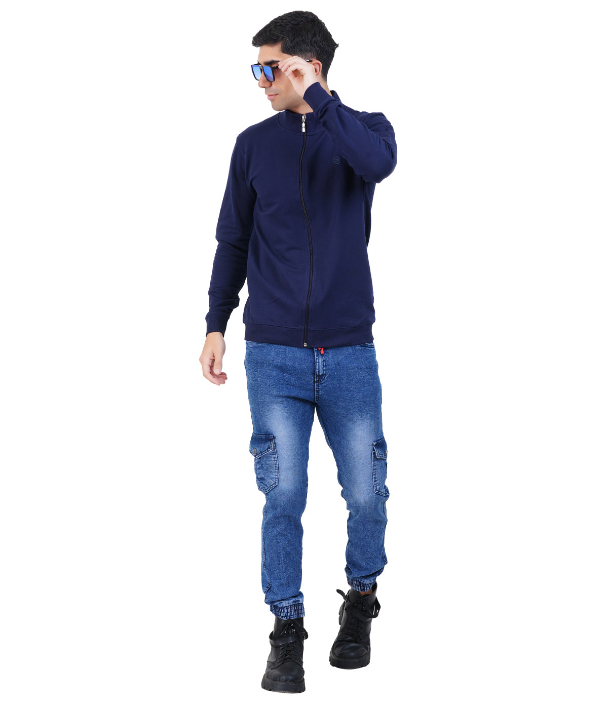 Blue High Neck Zipper