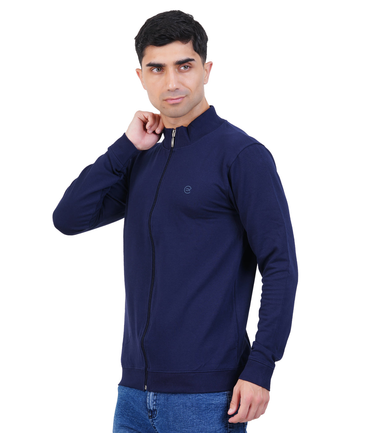 Blue High Neck Zipper