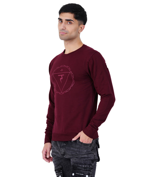 Wine Red Printed Sweat Shirts