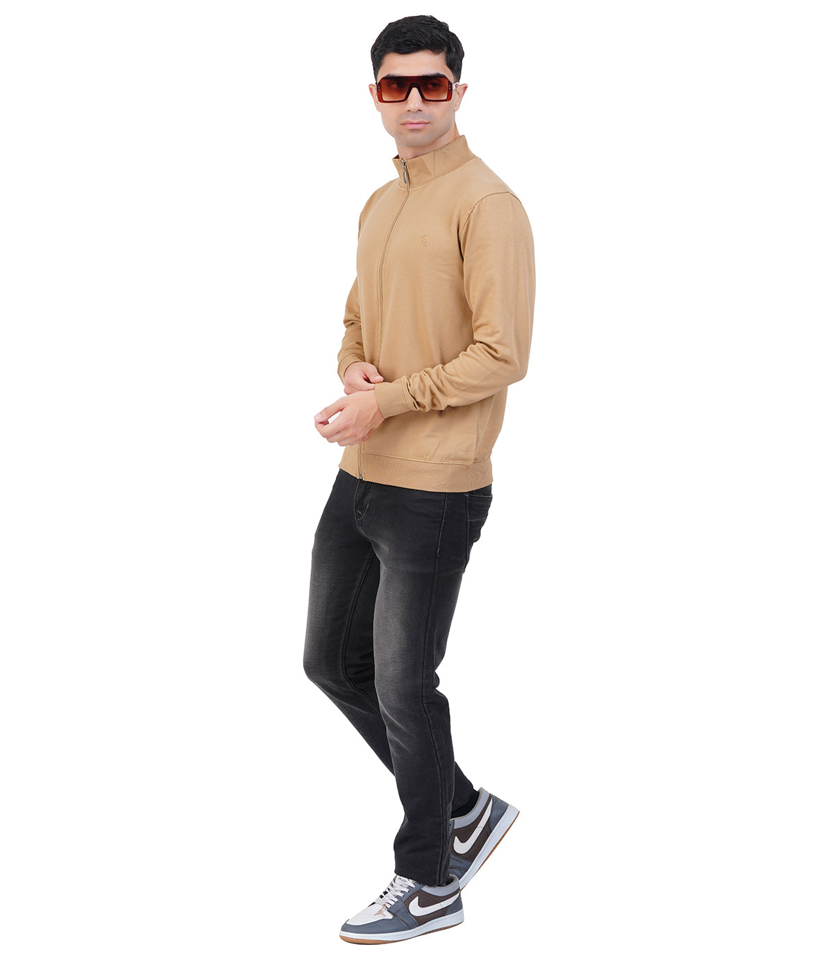 Brown High Neck Zipper