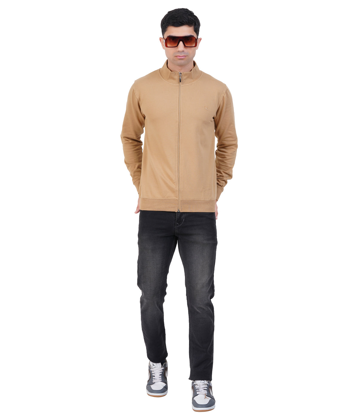 Brown High Neck Zipper