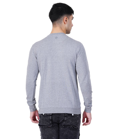 Grey Melange Printed Sweat Shirts