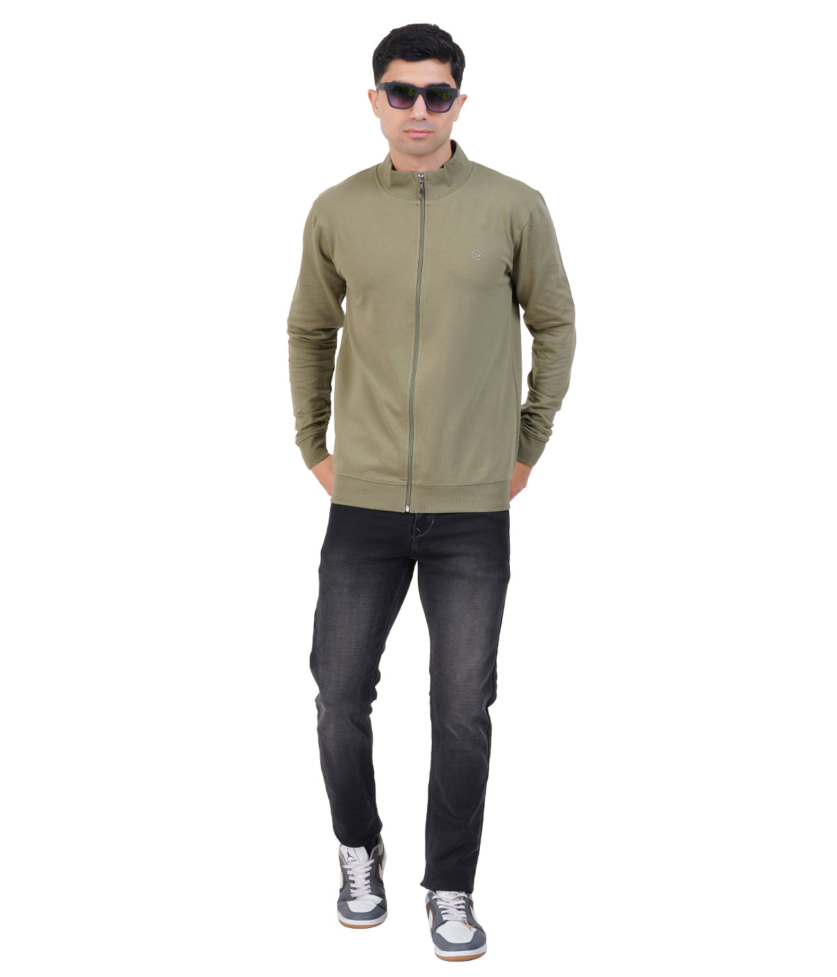Green High Neck Zipper